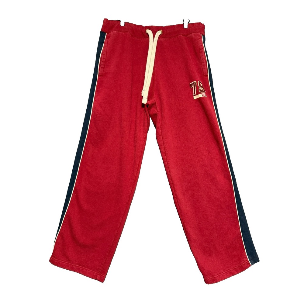 Y2K Old Navy Baggy Sweatpants Mens L Red Track Pants Athletic Joggers Logo 79